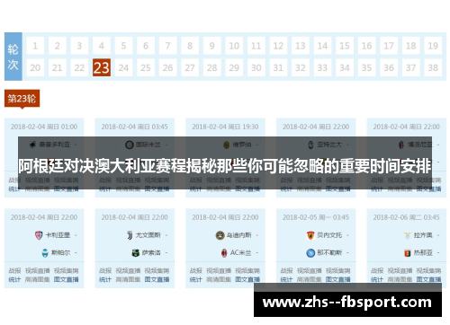阿根廷对决澳大利亚赛程揭秘那些你可能忽略的重要时间安排